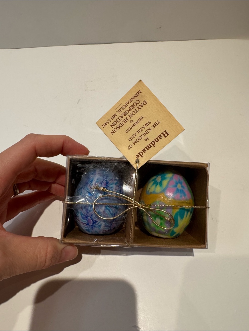 Vintage Handmade Swaziland Decorative Eggs Set of 2